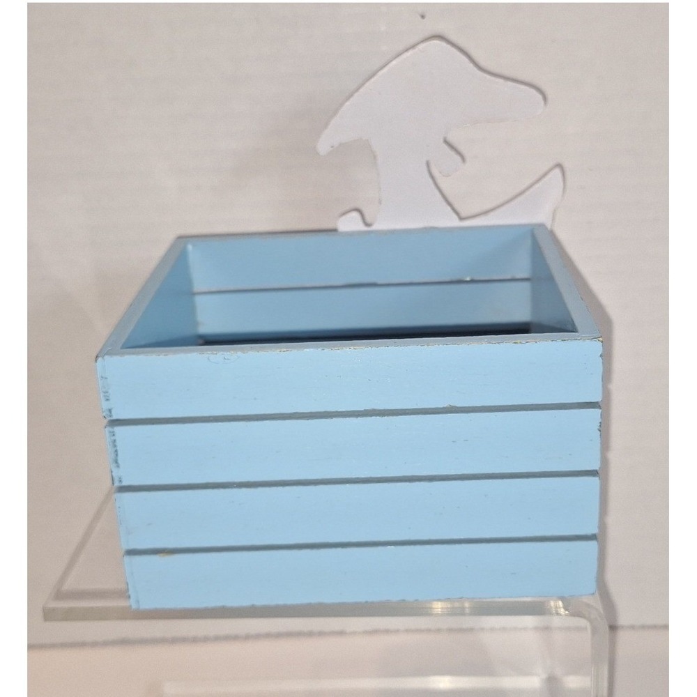 Vintage FTDA Blue Wood Goose Crate Planter Country Decor Storage Box 1980s - Picture 3 of 10